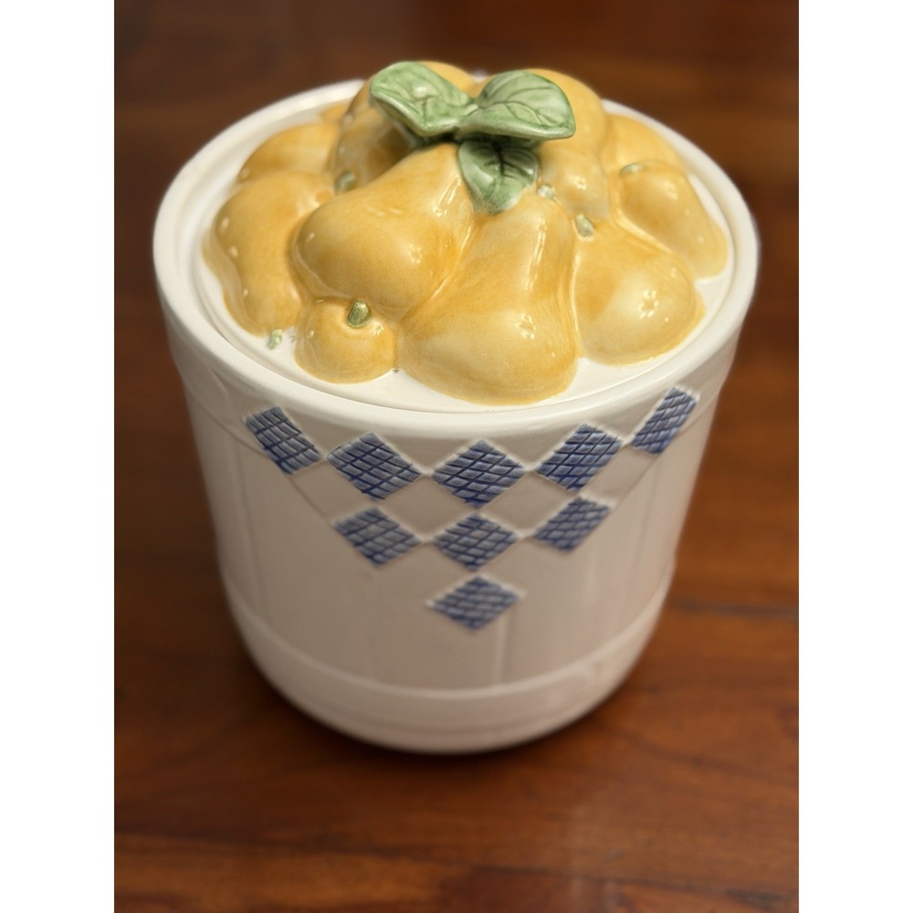Vintage Pfaltzgraff Hopscotch Pear‎ Canister 9"